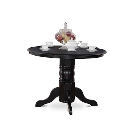 East West Furniture Shelton Round Kitchen Table 42 in. Diameter With Pedestal SHT-BLK-TP